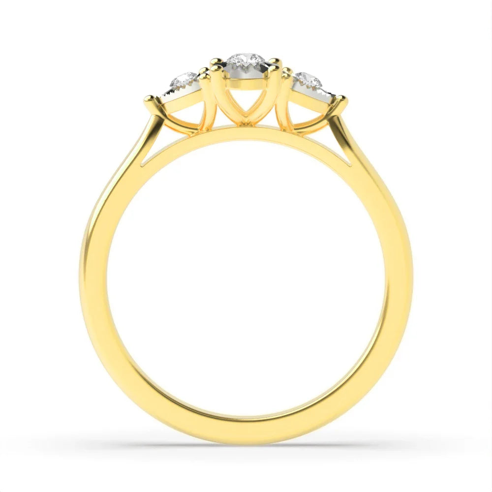 Elodie 4 Prong Round 0.10ct Lab Grown Diamond Illusion Three Stone Engagement Ring